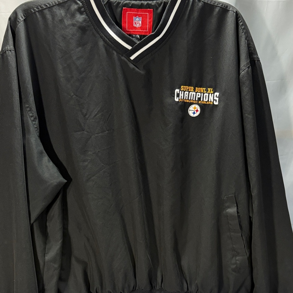 NFL Pittsburgh Steelers Black Super Bowl XL Champions Windbreaker
